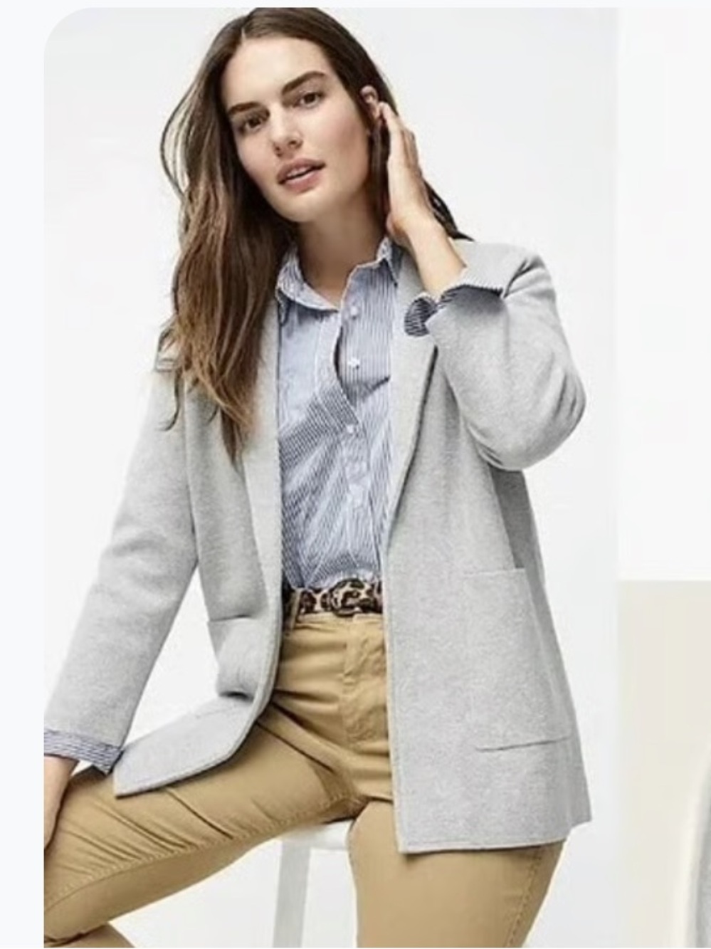 J.Crew Sophie Open Front Sweater Blazer Heather‎ Gray